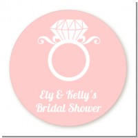 Engagement Ring - Round Personalized Bridal Shower Sticker Labels