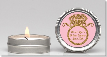 Engagement Ring Pink Gold Glitter - Bridal Shower Candle Favors