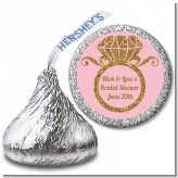 Engagement Ring Pink Gold Glitter - Hershey Kiss Bridal Shower Sticker Labels