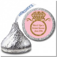 Engagement Ring Pink Gold Glitter - Hershey Kiss Bridal Shower Sticker Labels