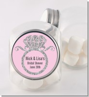 Engagement Ring Silver Glitter - Personalized Bridal Shower Candy Jar