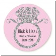 Engagement Ring Silver Glitter - Round Personalized Bridal Shower Sticker Labels thumbnail
