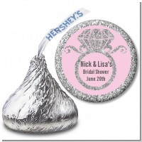 Engagement Ring Silver Glitter - Hershey Kiss Bridal Shower Sticker Labels