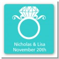 Engagement Ring - Square Personalized Bridal Shower Sticker Labels thumbnail