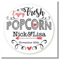 Enjoy Fresh Popcorn - Round Personalized Bridal Shower Sticker Labels thumbnail