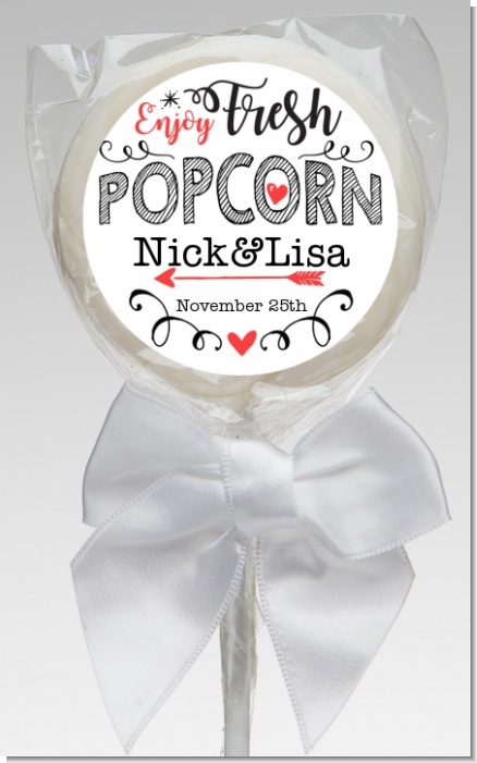 Enjoy Fresh Popcorn - Personalized Bridal Shower Lollipop Favors