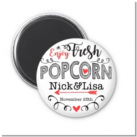 Enjoy Fresh Popcorn - Personalized Bridal Shower Magnet Favors