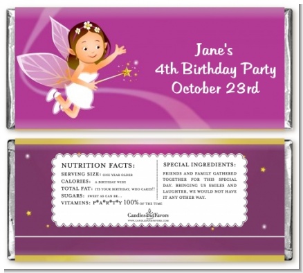 Fairy Princess - Personalized Birthday Party Candy Bar Wrappers