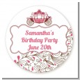 Fairy Tale Princess Carriage - Round Personalized Birthday Party Sticker Labels thumbnail