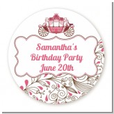 Fairy Tale Princess Carriage - Round Personalized Birthday Party Sticker Labels