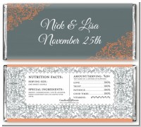 Grey & Orange - Personalized Bridal Shower Candy Bar Wrappers