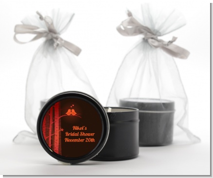 Fall Love Birds - Bridal Shower Black Candle Tin Favors