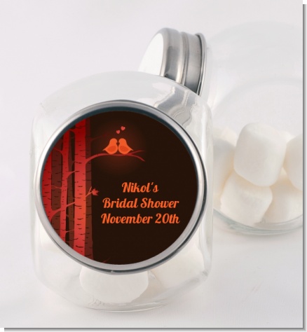 Fall Love Birds - Personalized Bridal Shower Candy Jar
