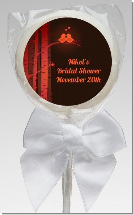 Fall Love Birds - Personalized Bridal Shower Lollipop Favors