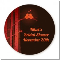 Fall Love Birds - Round Personalized Bridal Shower Sticker Labels