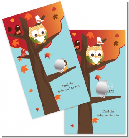 Owl - Fall Theme or Halloween - Baby Shower Scratch Off Game Tickets