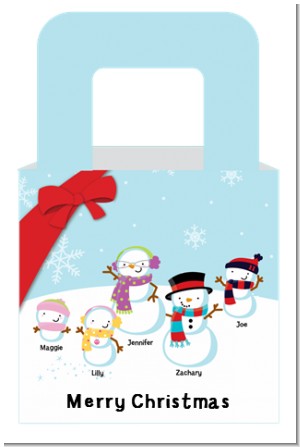 Snowman Family with Snowflakes - Personalized Christmas Favor Boxes