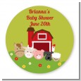 Farm Animals - Round Personalized Baby Shower Sticker Labels thumbnail