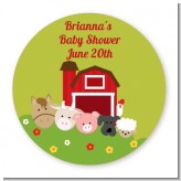 Farm Animals - Round Personalized Baby Shower Sticker Labels