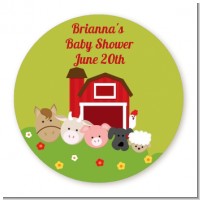 Farm Animals - Round Personalized Baby Shower Sticker Labels