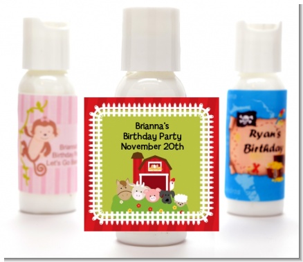 Farm Animals - Personalized Birthday Party Lotion Favors