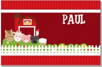 Farm Animals - Personalized Birthday Party Placemats
