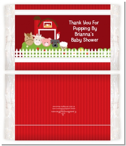Farm Animals - Personalized Popcorn Wrapper Baby Shower Favors