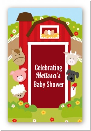 Farm Animals - Custom Large Rectangle Baby Shower Sticker/Labels