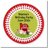 Farm Animals - Round Personalized Birthday Party Sticker Labels
