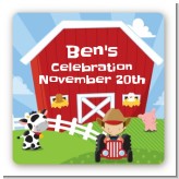 Farm Boy - Square Personalized Birthday Party Sticker Labels
