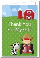 Farm Boy - Birthday Party Thank You Cards