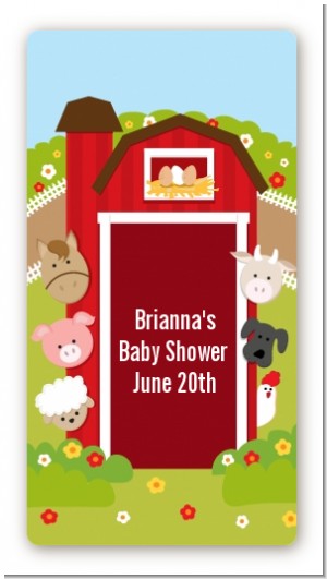 Farm Animals - Custom Rectangle Baby Shower Sticker/Labels