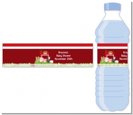 Farm Animals - Personalized Baby Shower Water Bottle Labels