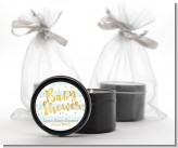 Faux Gold and Blue Stripes - Baby Shower Black Candle Tin Favors