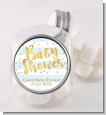 Faux Gold and Blue Stripes - Personalized Baby Shower Candy Jar thumbnail