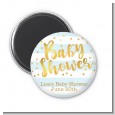 Faux Gold and Blue Stripes - Personalized Baby Shower Magnet Favors thumbnail