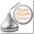 Faux Gold and Lavender Stripes - Hershey Kiss Baby Shower Sticker Labels thumbnail