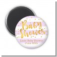 Faux Gold and Lavender Stripes - Personalized Baby Shower Magnet Favors thumbnail