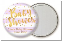 Faux Gold and Lavender Stripes - Personalized Baby Shower Pocket Mirror Favors