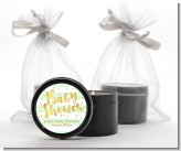 Faux Gold and Mint Stripes - Baby Shower Black Candle Tin Favors