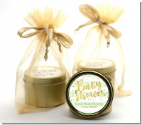 Faux Gold and Mint Stripes - Baby Shower Gold Tin Candle Favors