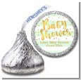 Faux Gold and Mint Stripes - Hershey Kiss Baby Shower Sticker Labels thumbnail