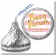 Faux Gold and Pink Stripes - Hershey Kiss Baby Shower Sticker Labels thumbnail
