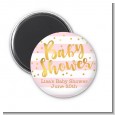 Faux Gold and Pink Stripes - Personalized Baby Shower Magnet Favors thumbnail
