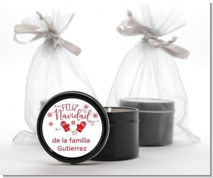 Feliz Navidad - Christmas Black Candle Tin Favors