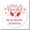 Feliz Navidad - Round Personalized Christmas Sticker Labels thumbnail