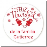 Feliz Navidad - Round Personalized Christmas Sticker Labels