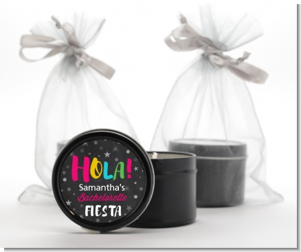 Fiesta - Bridal Shower Black Candle Tin Favors