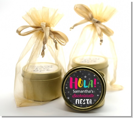 Fiesta - Bridal Shower Gold Tin Candle Favors