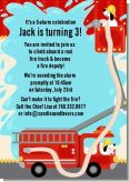 Fire Truck - Birthday Party Invitations